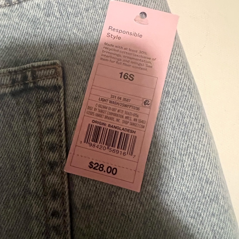 NWT Women's Wild Fable Mid-Rise 90's Relaxed Fit 16short/29" Inseam Baggy (G1) - Picture 6 of 7